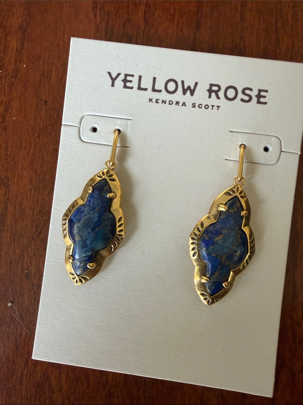 Kendra Scott Blue Lapis Gold Dangle Earrings NWT